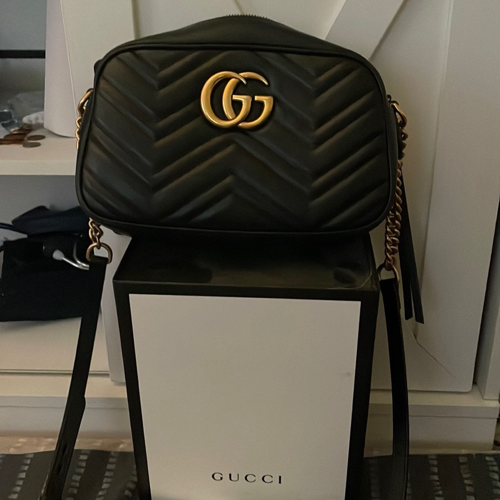 Gently used Gucci GG mini matelasse crossbody in black. Purchased in 2020.